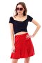 9474746 Velvet Patchwork Elastic Short Skirt Red - 5