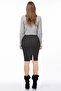 8525287 Pitikare Patterned Elastic Waist Slit Pencil Skirt Fume - 2