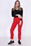 9380793 Corded Fabric Elastic Waist Long Trousers Red