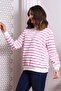 22434188 Three Thread Striped Sweatshirt Ecru Pink - 6