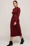 7372011 Half Fisherman Skirt Pleated Long Dress Without Belt Claret Red - 2