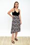9313124 Dok.Viskon Patterned Tie-Waist Wrap Skirt Black-White - 3