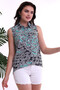 22221295 Patterned Crepe Sleeveless Blouse Green Black