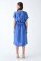 92210145 Bodrum Beli Rubber Sleeve Folded Batwing Sleeve Dress Indigo - 4