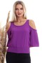 20333451 Ayrobin Off-The-Shoulder Elastic Waist Short Sleeve Blouse Purple - 4