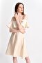 92810155 Bodrum Moulded Neckline Skirt Flared Dress Beige