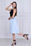 9313124 Dok.Viskon Patterned Tie-Waist Wrap Skirt Blue - 3
