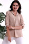 22224093 Slim Ayrobin Collar Front Pleated Sleeve Folded Blouse Beige - 4