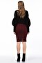 8515175 Goose Foot Patterned Elastic Waist Slit Pencil Skirt Bordo - 2