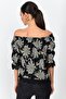 9363010 Dok.Desnli Viscose Sleeve Skirt Guipure Lace Madonna Collar Blouse Black Sal - 3