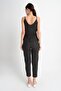9181819 Knitted Crepe Elastic Waist Pocketed Trousers Black Striped - 3