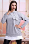 21404011 Double-Layered Hooded Pocket Skirt Garnished Long Sweatshirt Gray Melange - 2