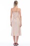 8301245 Linen Thick Striped Dress with Chest Tie Detail Cinnamon - 4