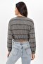 9421769 Jacquard Pattern Long Sleeve Sweatshirt with Elastic Waist and Sleeves Kazayagi-Black - 5