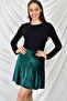 9474746 Velvet Patchwork Elastic Short Skirt Nefti Green - 2