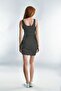 20072003 Ribbed Knit Strap Tie Waist Dress Black White - 3