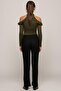 9380793 Corded Fabric Elastic Waist Long Trousers Black - 2