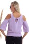 20333451 Ayrobin Off-The-Shoulder Elastic Waist Short Sleeve Blouse Lila - 7
