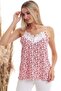 20333454 Kobe Patterned Collar Lace Sleeveless Blouse Red Flower Patterned - 6