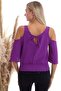 20333451 Ayrobin Off-The-Shoulder Elastic Waist Short Sleeve Blouse Purple - 7