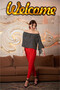 8122590 Azra Pocketed Elastic Waist Carrot Pants Red - 2