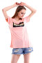 21161662 Single Jersey Front Sequined Short Sleeve T-Shirt Pudra - 7