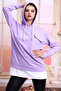 21404011 Double-Layered Hooded Pocket Skirt Garnished Long Sweatshirt Lila