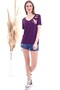 7130562 Stork Embroidered V-Neck Boyfriend Short Sleeve Blouse Murdum - 6