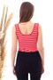 20040403 Single Jersey Striped U-Neck Snap-On Bodysuit Red White Fine Line - 7
