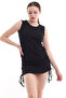 21252438 Thick Ribbed Skirt with Ruffles Sleeveless Dress Black - 2