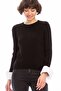 8506003 Slim Ribbed Camisole Long Sleeve Blouse with Cuff Trim Black
