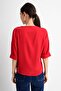 9182879 Kobe Collar Tie Capri Sleeve Blouse Red - 5