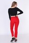 9380793 Corded Fabric Elastic Waist Long Trousers Red - 5