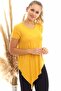 20060632 Viscose V-Neck Asymmetrical Short Sleeve Blouse Mustard - 4