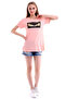 21161662 Single Jersey Front Sequined Short Sleeve T-Shirt Pudra - 6