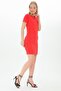 9111112 Double-Layered Crew Neck Short Sleeve Dress Red - 5