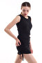 21252438 Thick Ribbed Skirt with Ruffles Sleeveless Dress Black - 4