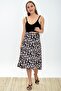 9313124 Dok.Viskon Patterned Tie-Waist Wrap Skirt Black-White