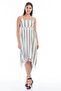 8280667 Şile Cloth Stripe Patterned Cross Strap Dress Ecru Black