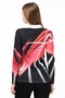 8515150 Digital Printed Polo Neck Long Sleeve Blouse Black-Ekru - 3