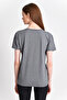 9282822 Single Jersey Short Sleeve V-Neck Blouse with Crown Stone on the Chest Fume - 6