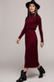 7012011   Burgundy Long Dress - Half Turtleneck, Pleated Skirt - 3