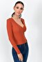 9092935 Ribbed Knit Double-Breasted Buttoned Long Sleeve Blouse Tile
