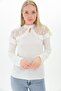 9109329 Şile Fabric Shoulder Ruched Tulle Ruffle Blouse Ecru