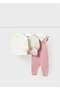 Newborn Girl Teddy Bear Patterned 3-Piece Knitted Jumpsuit Set