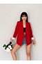 Double-Breasted Neck Buttonless Pocketed Striped Lined Roll-Up Sleeve Blazer Jacket - 4