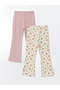 Elastic Waist Floral Girls' Leggings Pants 2-Pack (S5)