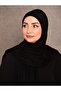 Women's hijab combed cotton shawl, custom sewn, long seasonal, solid black color - 2