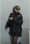 Women's Burgundy Pleated Mini Skirt Fisherman Sweater Bottom Top Knitwear Set - 4