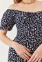 Women's Navy Blue Carmen Collar Slit Summer Knitted Dress 70292 60271034 - 6